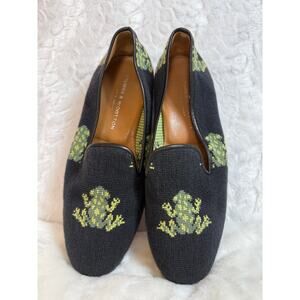 RARE $575 Stubbs & Wootton Needlepoint Frog Loafers Slippers Unisex/ Men Size 10